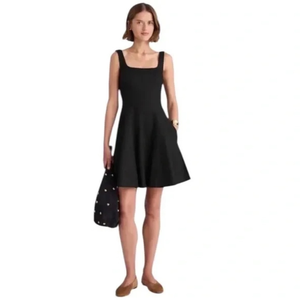 Madewell Black Remmi Seamed Square Neck Mini Dress 10 NWT - Picture 1 of 7
